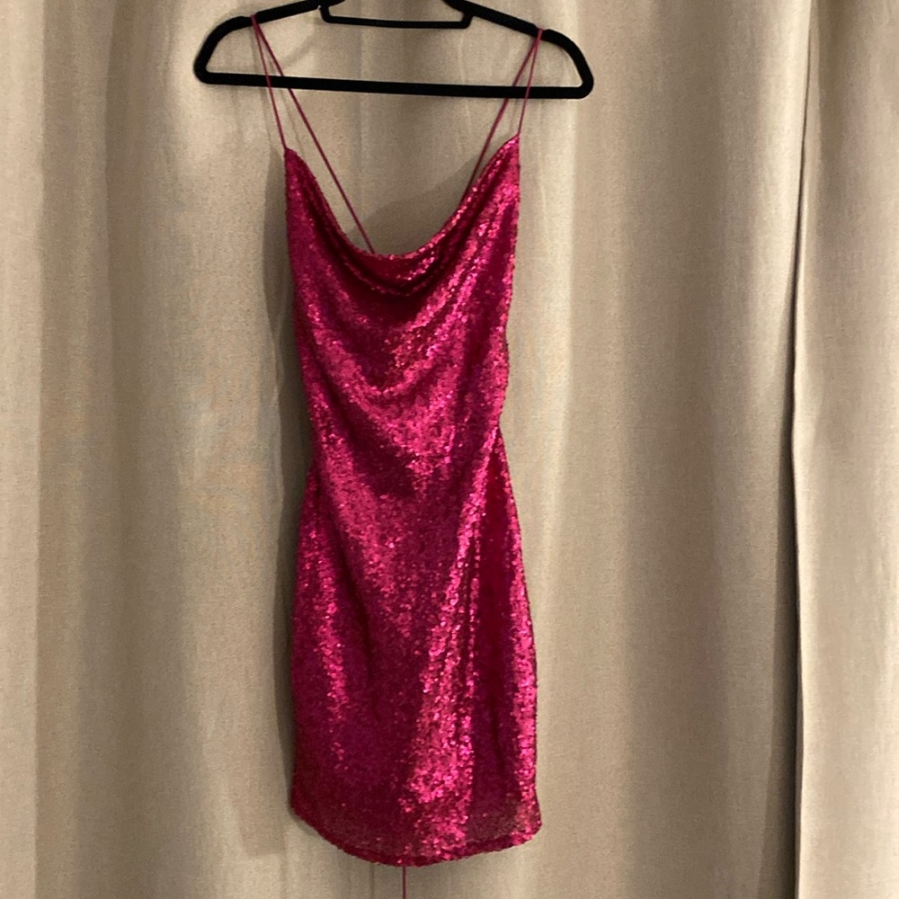 Pink Hello Molly Sequin Mini Dress